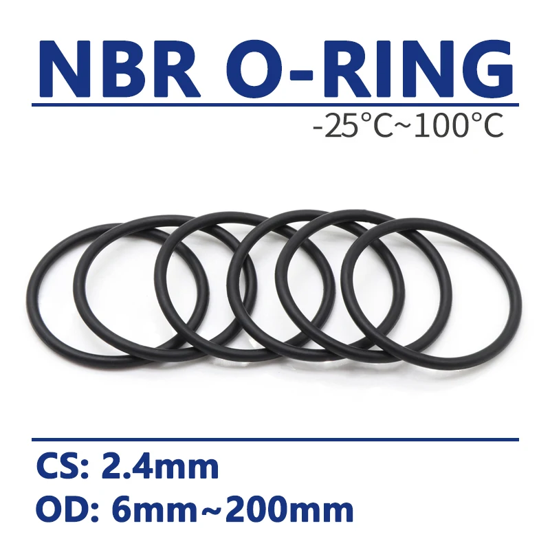 

CS 2.4mm O-Ring NBR O Ring Sealing Gasket OD 6mm-200mm Black Nitrile Rubber Spacer Oil Resistance Washer Round Shape High Temp