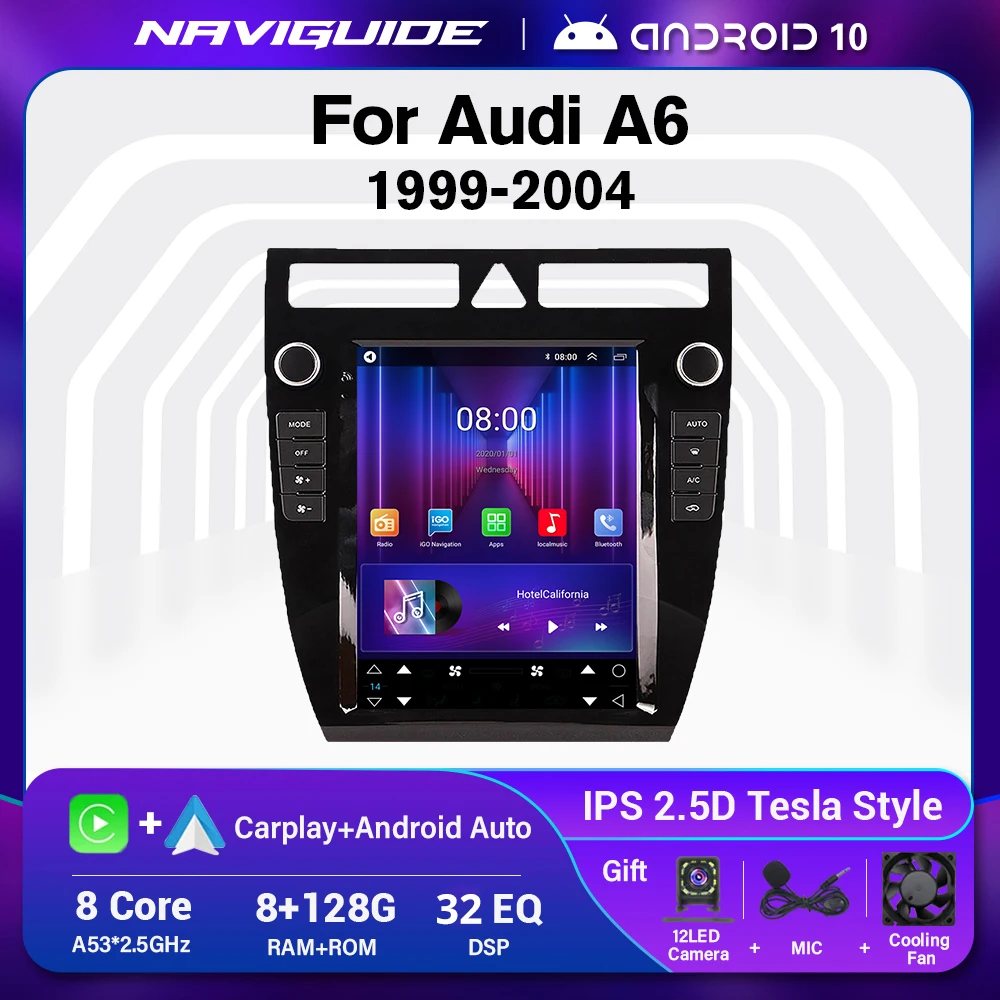 

NAVIGUIDE S7 For Tesla Style Vertical Screen 8+128G Car Radio For Audi A6 1999-2004 GPS Multimedia Player Carplay Headunit 9.7''