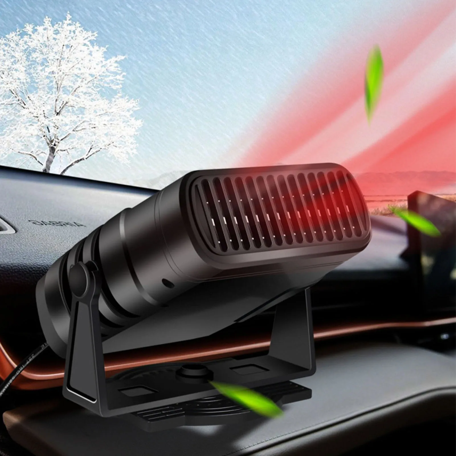 2-IN-1 12/24V 120W Auto Car Heater Defroster Demister Electric Heater Windshield 360 Rotation ABS Heating Cooling Car