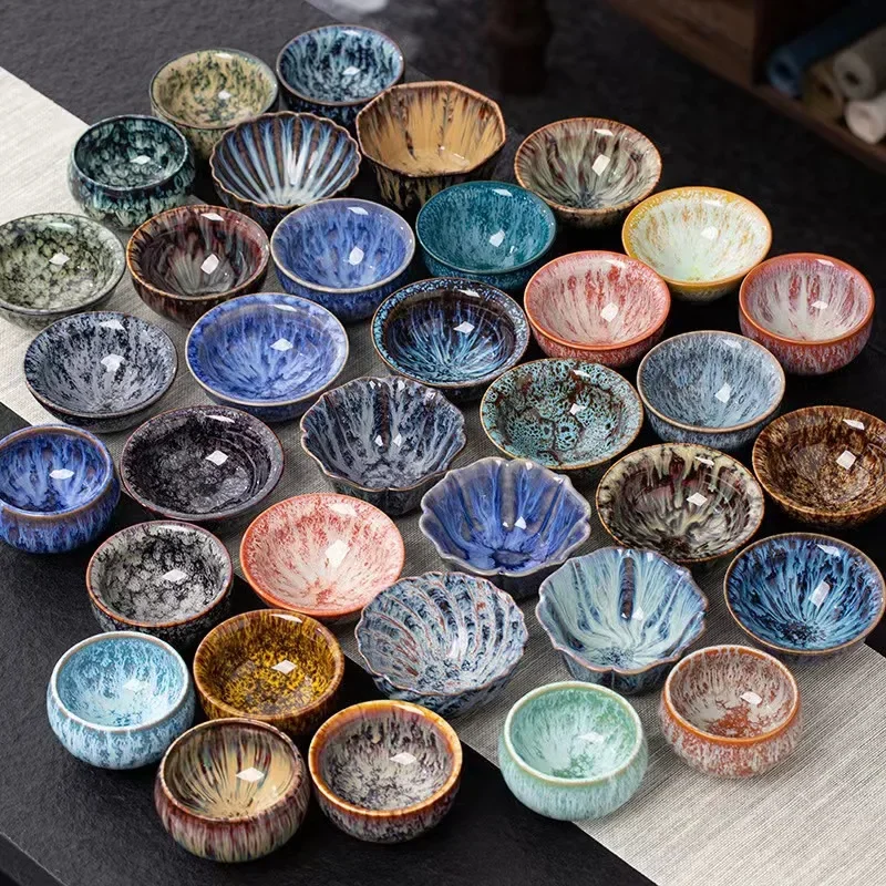 Ceramic Single Cup Tea Cup with Tianmu Glazed Finish
