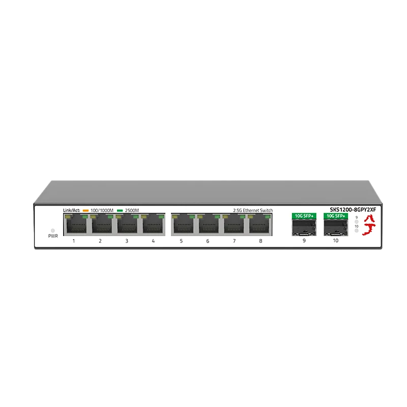 XikeStor 2.5G 비관리형 스위치, 플러그 앤 플레이, 고속 LAN 변속기, 8*2.5G RJ45, 2*10G SFP + 2.5G/10G