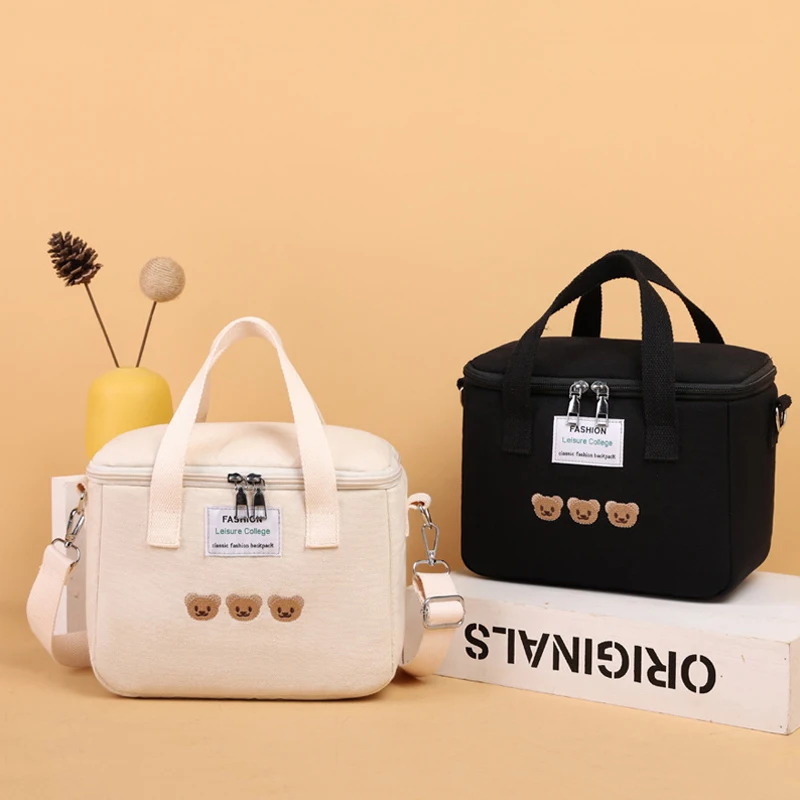 Small Mother Baby Bag Diaper Bags Waterproof Bear Embroidery Thermal Insulation Mommy Bag Food Storage Bags Fashion Bento bag