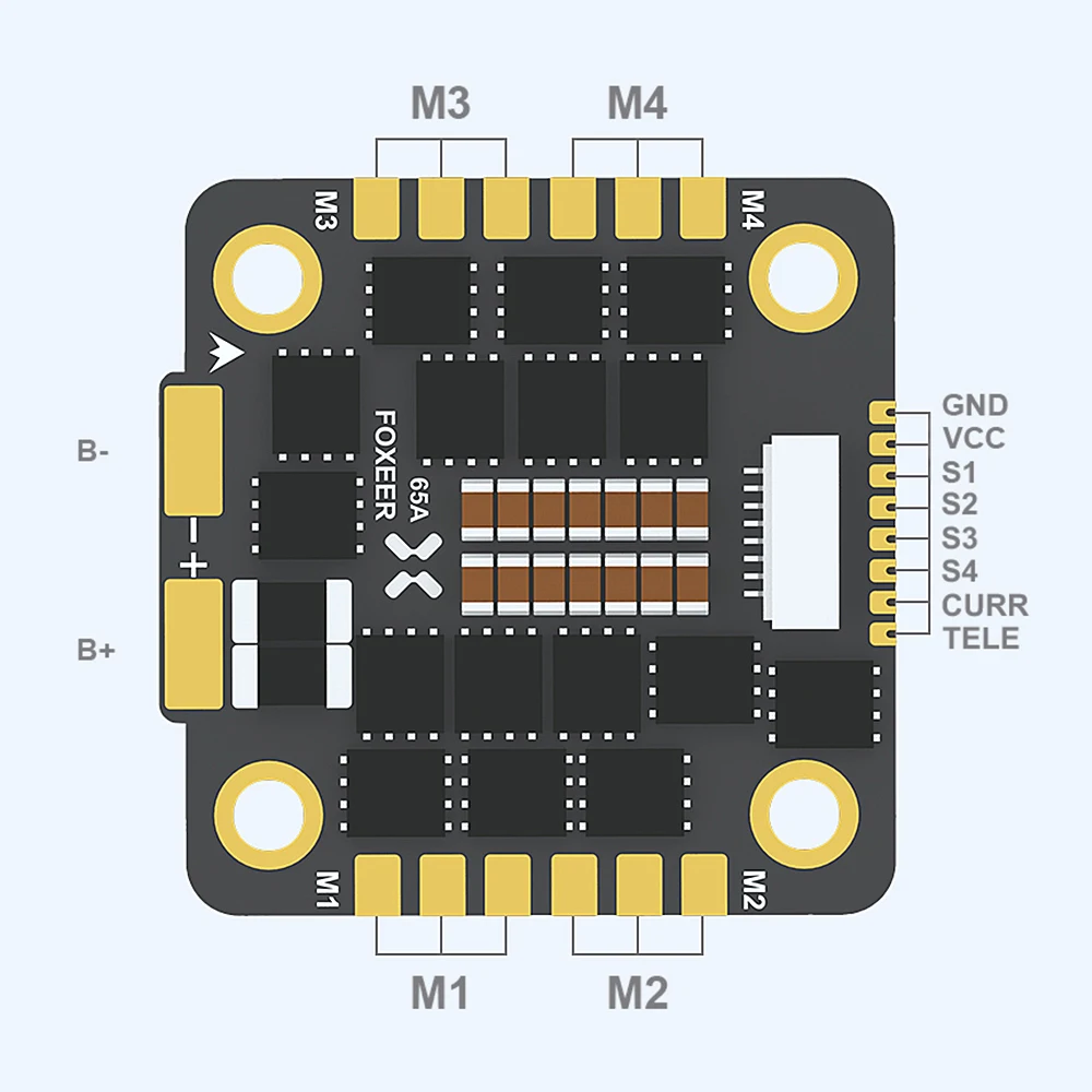 FOXEER Reaper F4 128K 65A ESC BLHeli32 4in1 3-8S Lipo 입력 신호 DShot 150/ 300/ 600/ 1200/ MultiShot/OneShot RC FPV 드론용