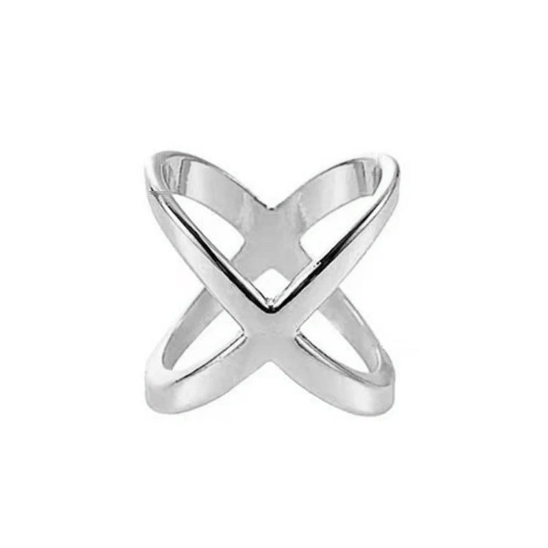 X-Shaped Scarf Ring in Silver