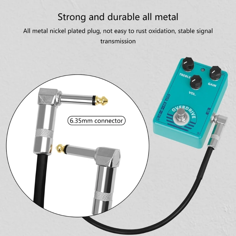 

15cm/30cm/50cm Guitar Effects Pedal Cable Flat Patch Connector 6.35mm Plug Copper Core Wire Adapter Line Round Head