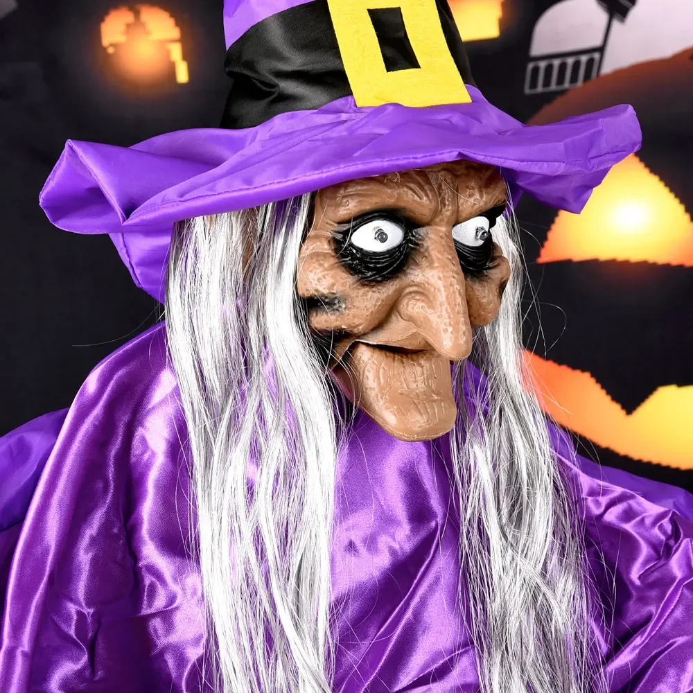 Hanging Animated Talking Witch with Light-up Eyes for Halloween Haunted House Party Prop D&eacute;cor Halloween Outdoor Yard Decoration