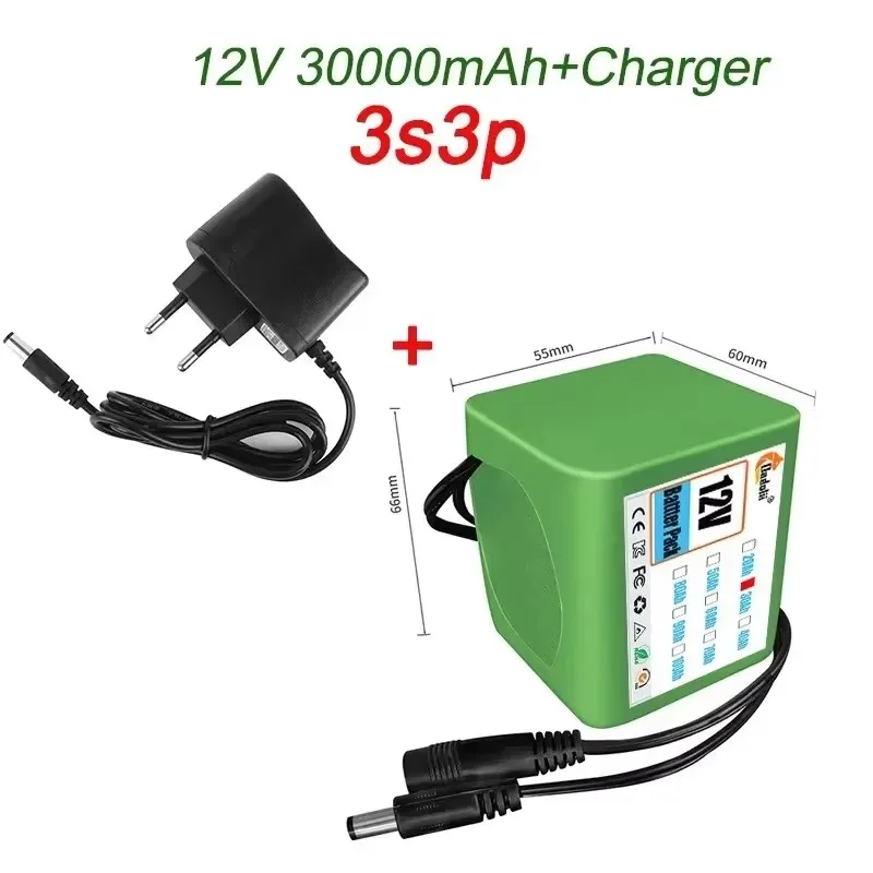 Batteria al litio 3S3P-3S8P 18650 Batteria ricaricabile per bicicletta da pesca con caricabatterie BMS 12V 3S5P Batterie di grande capacità - immagine 3