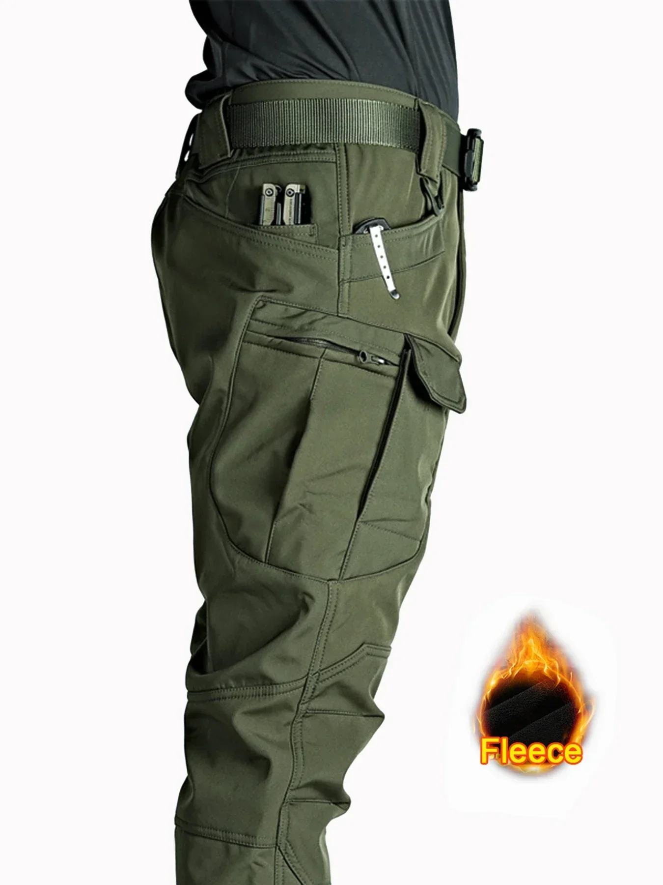 Pantalon cargo polaire 5XL 6XL coupe droite - Loose tactique casual travail randonnée