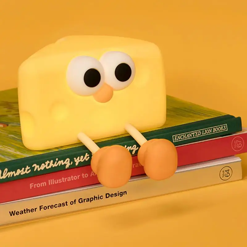 

2 In 1 Touch Sensor Atmosphere Cheese Silicone Charging Night Light And Mobile Phone Holder Desktop Decor For Kid Room Dorm