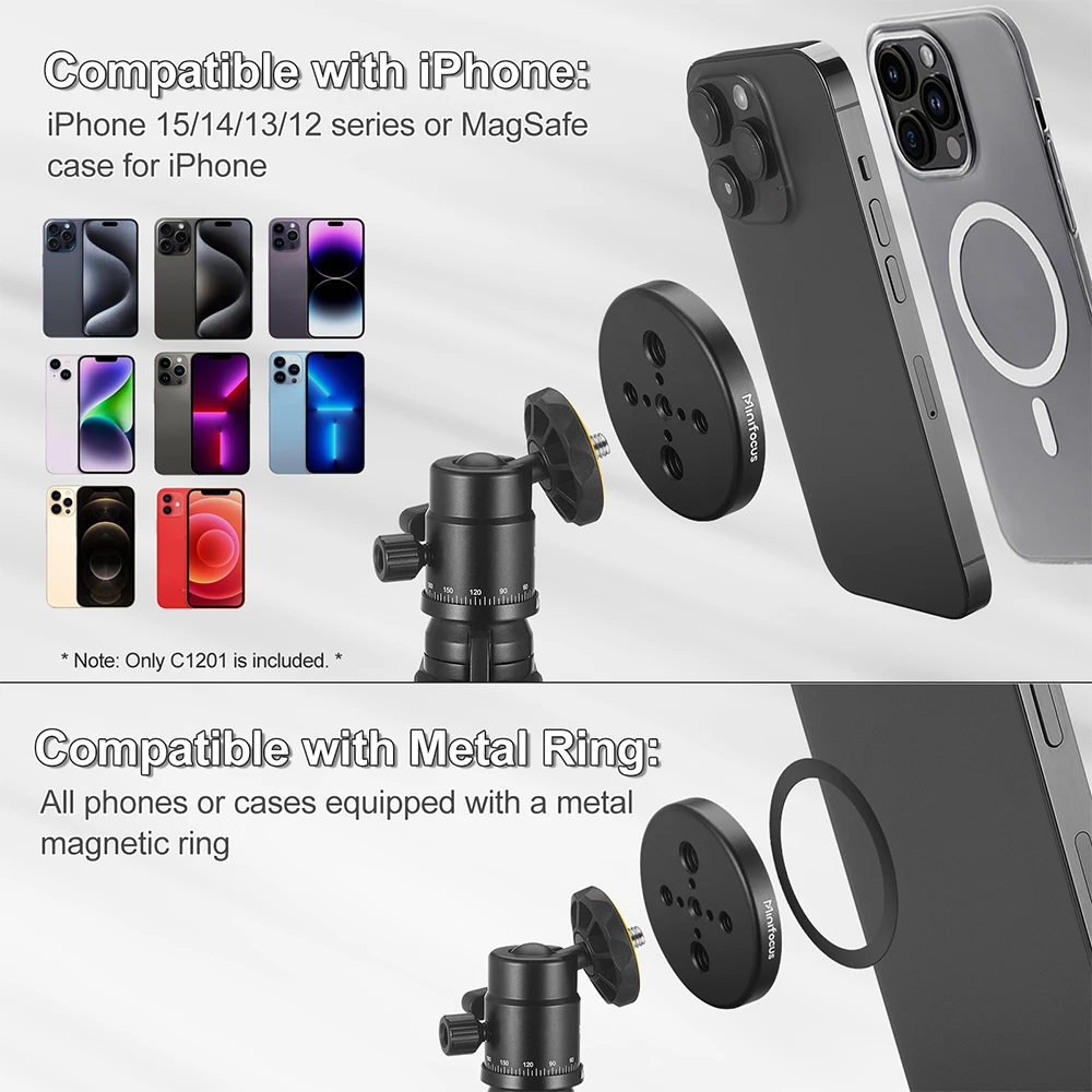Magnetic Phone Holder for Magsafe to 1/4 3/8'' Screw Arri Hole Tripod Mount Adapter for iPhone 14 13 12 Serie with Magnetic Ring camera accessories cell phone tripod mount phone mount holder