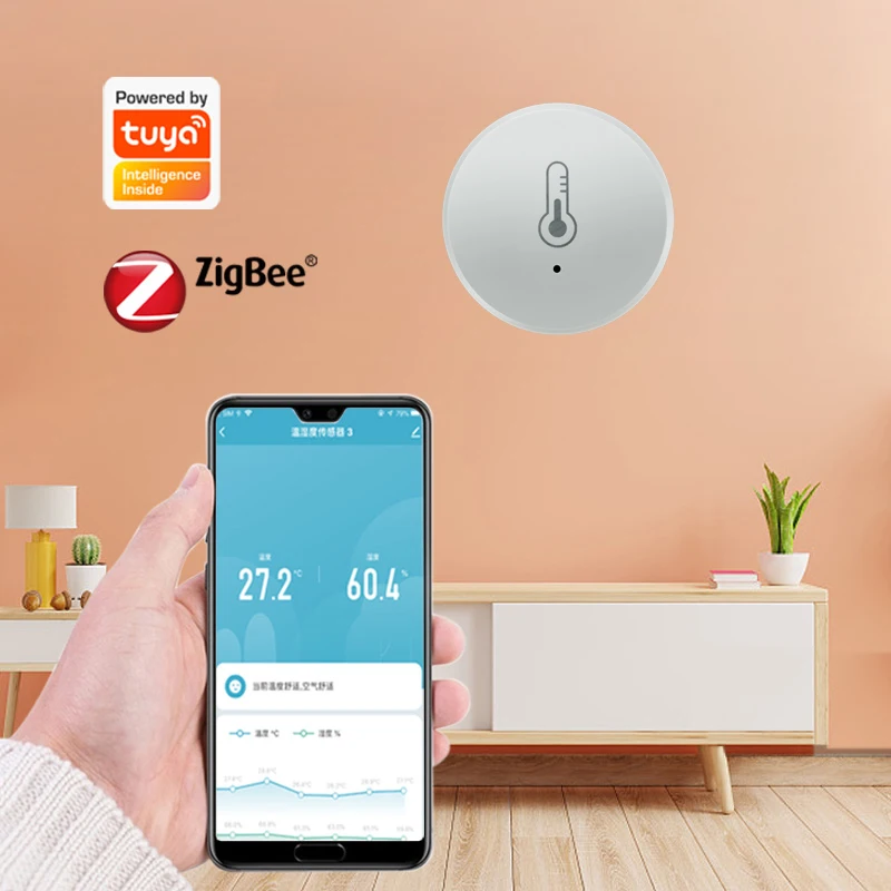 Tuya ZigBee Temperature And Humidity Sensor Work With Alexa Google Home Smart Home Smart Life/Tuya App Control temperature humidity sensor temperature humidity meter
