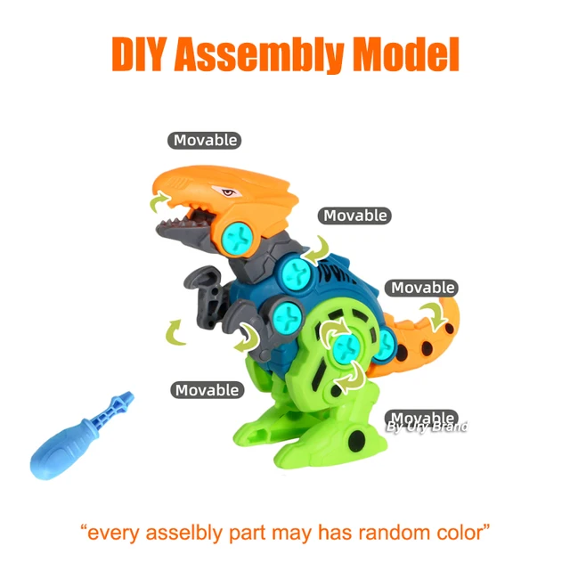 Baby DIY Assembly Dinosaurs Robot Building Blocks Drill Nut and Animal Model Plastic Screwing Educational Toys Gifts for Kids 2