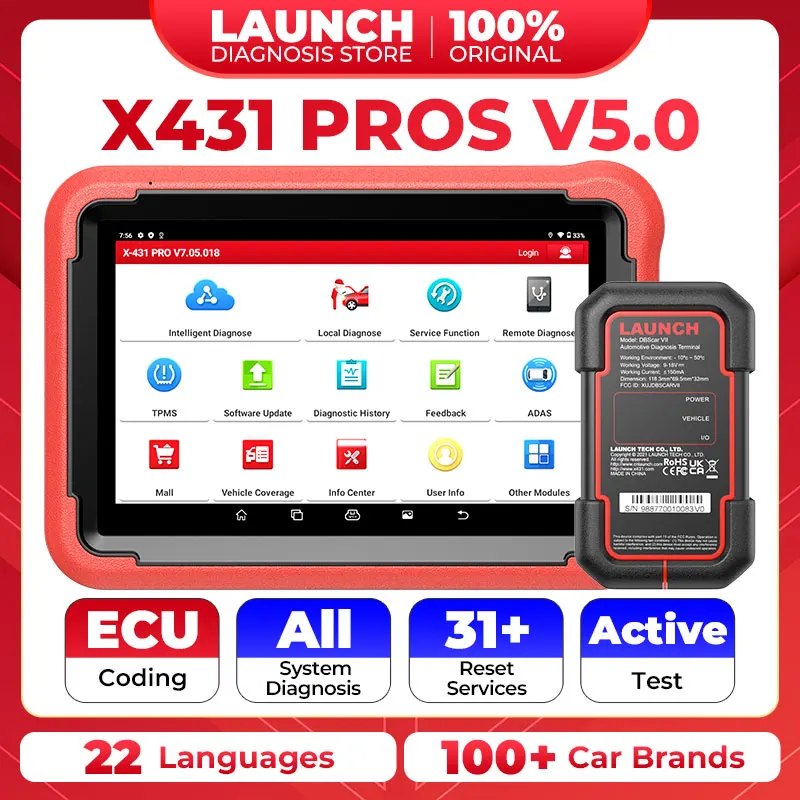 Фото Диагностический сканер LAUNCH X431 PROS V5.0, автомобильный диагностический инструмент OBDII, Автомобильный сканер OBD2, кодирование ECU, pk X-431 V plus, бесплатная доставка №1