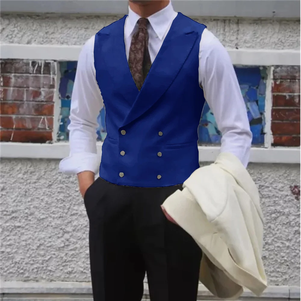 Fashion Men's Waistcoat Formal Dress Suit For Wedding Dress Tailor-made Slim Fit Double-Breasted Vest Colete Masculino 남자조끼
