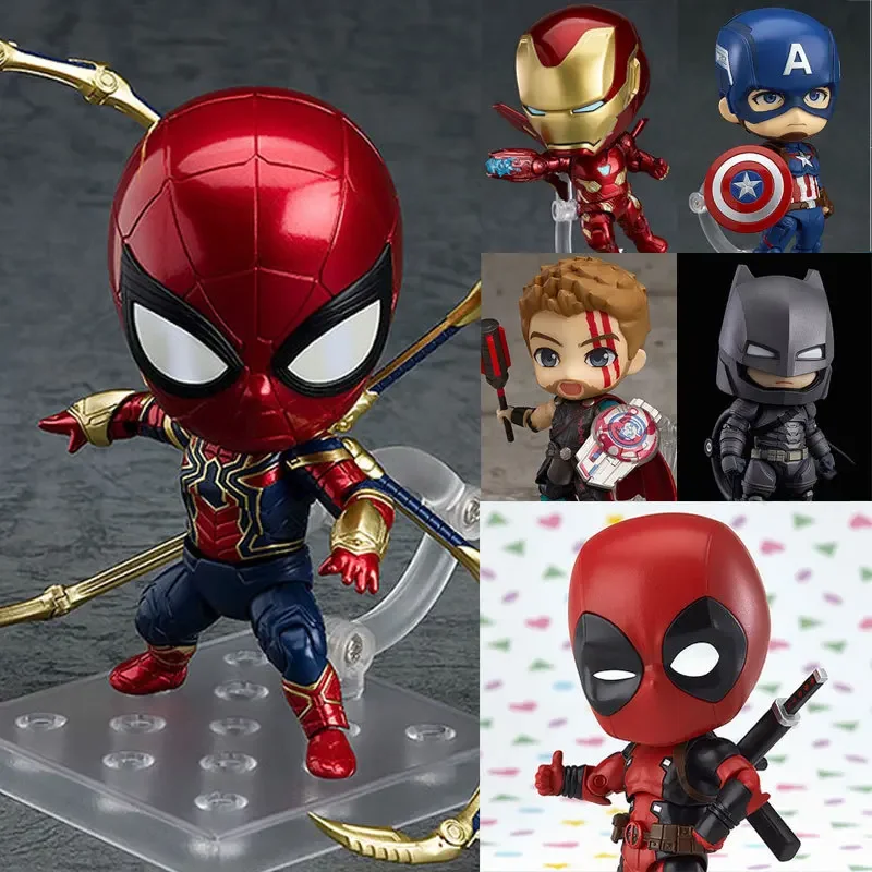 Q Version Clay Action Figure Avengers 4 Steel Spider-Man Hand Action Toy Deadpool Captain America Model Doll Home Decoration