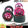 1/64 Model Car Electroplate Wheels with Detachable Tires Five Spoke Refitting Parts for Hot Wheels Matchbox D:11mm+13mm 1 Set 5