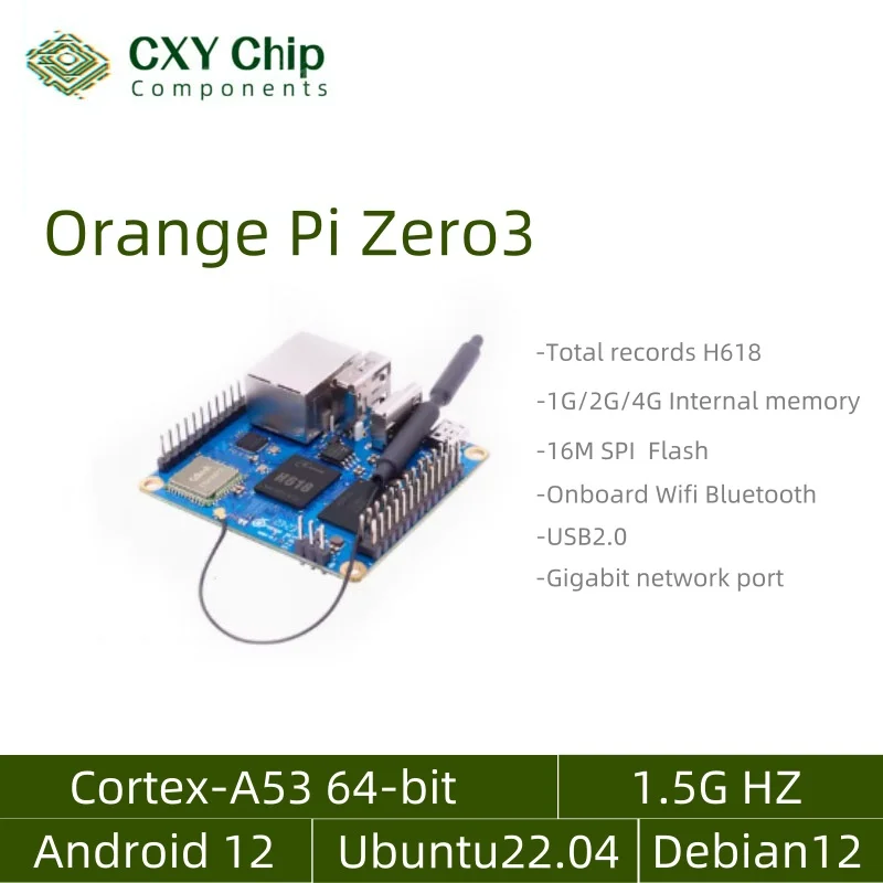 

Orange Pi Zero 3 4GB RAM DDR4 Allwinner H618 WiFi Bluetooth Mini PC Orange Pi Zero3 Development Board SBC Single Board Computer