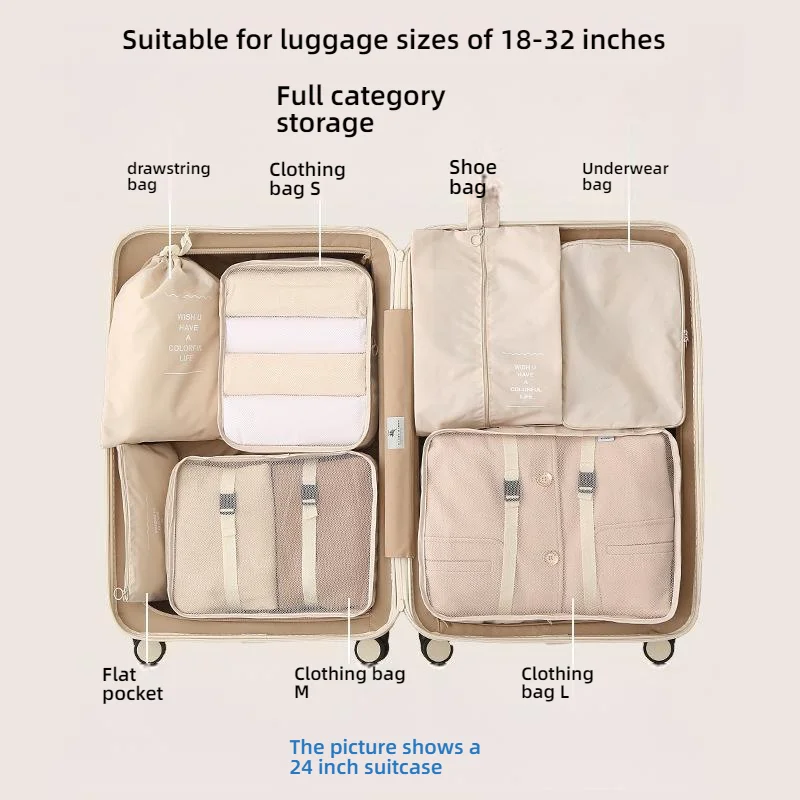 Travel organizer bag divided bag multifunctional clothes suitcase organizer bag seven pieces set of compressible storage bag 3