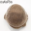 Natural Front Bleached Knot Lace Men Hair Toupee Human Hair Toupee PU Replacement System Q6 Base Swiss Lace Front Hair Pieces 3