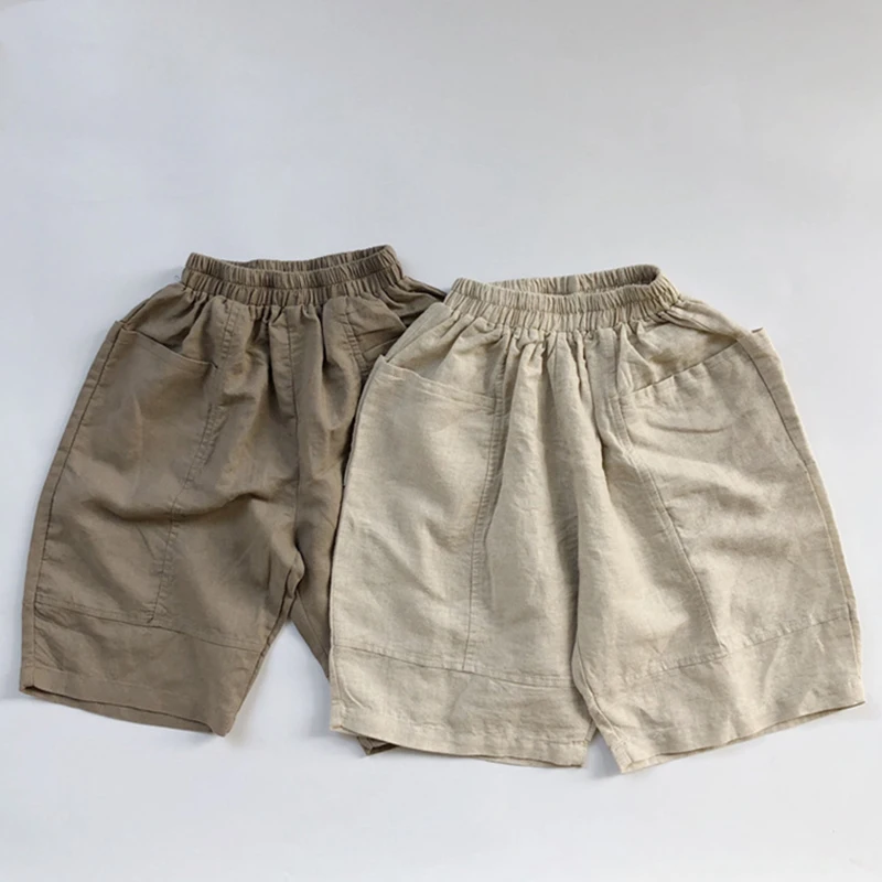 

Летние мягкие модные однотонные удобные шорты для маленьких мальчиков и девочек, хлопковые прямые широкие шорты, детская одежда