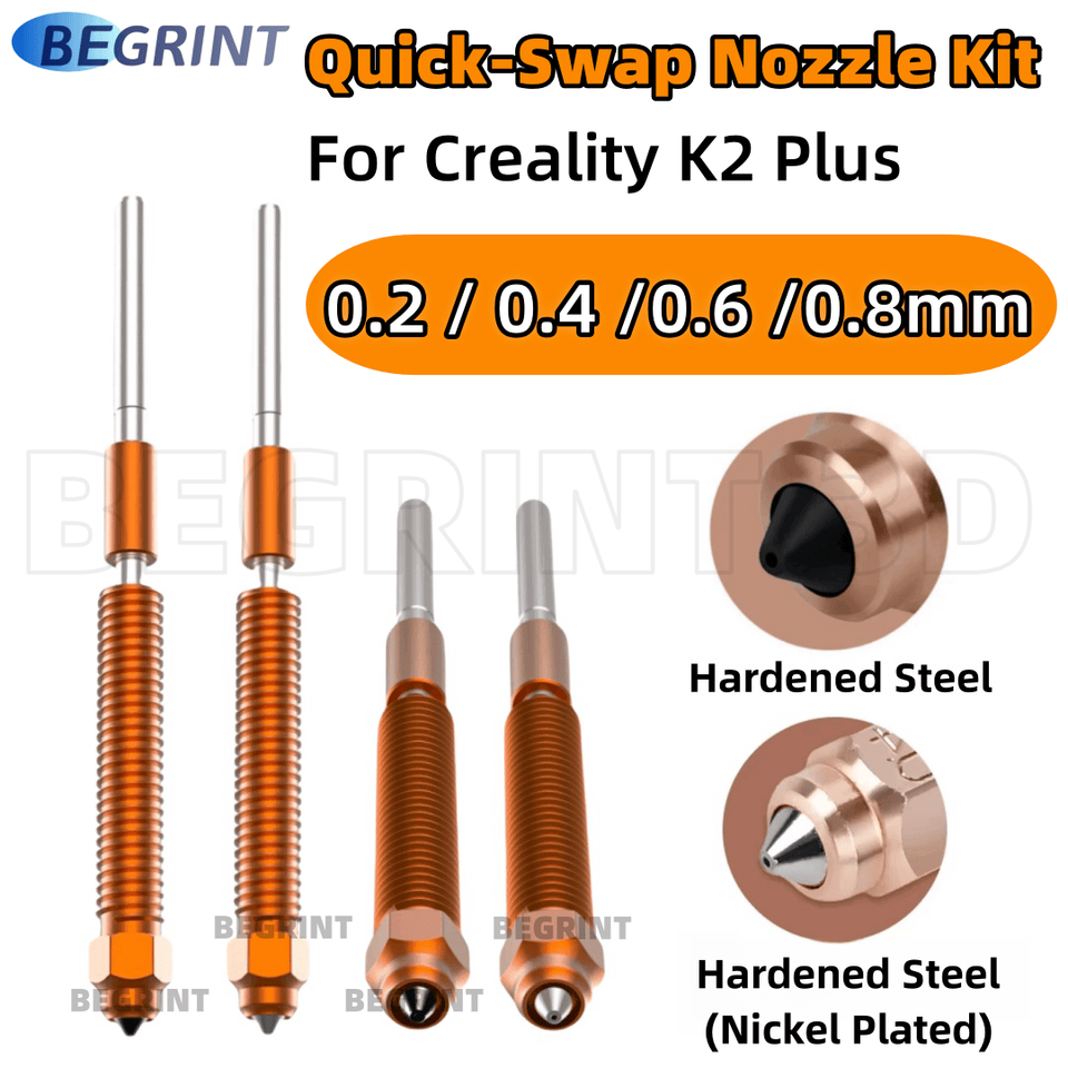 For Creality K2 Plus 3D Printer 0.2/0.4/0.6/0.8mm Quick-Swap Nozzles Kit Titanium Alloy Heat Break High Flow Nozzle For K2 Plus