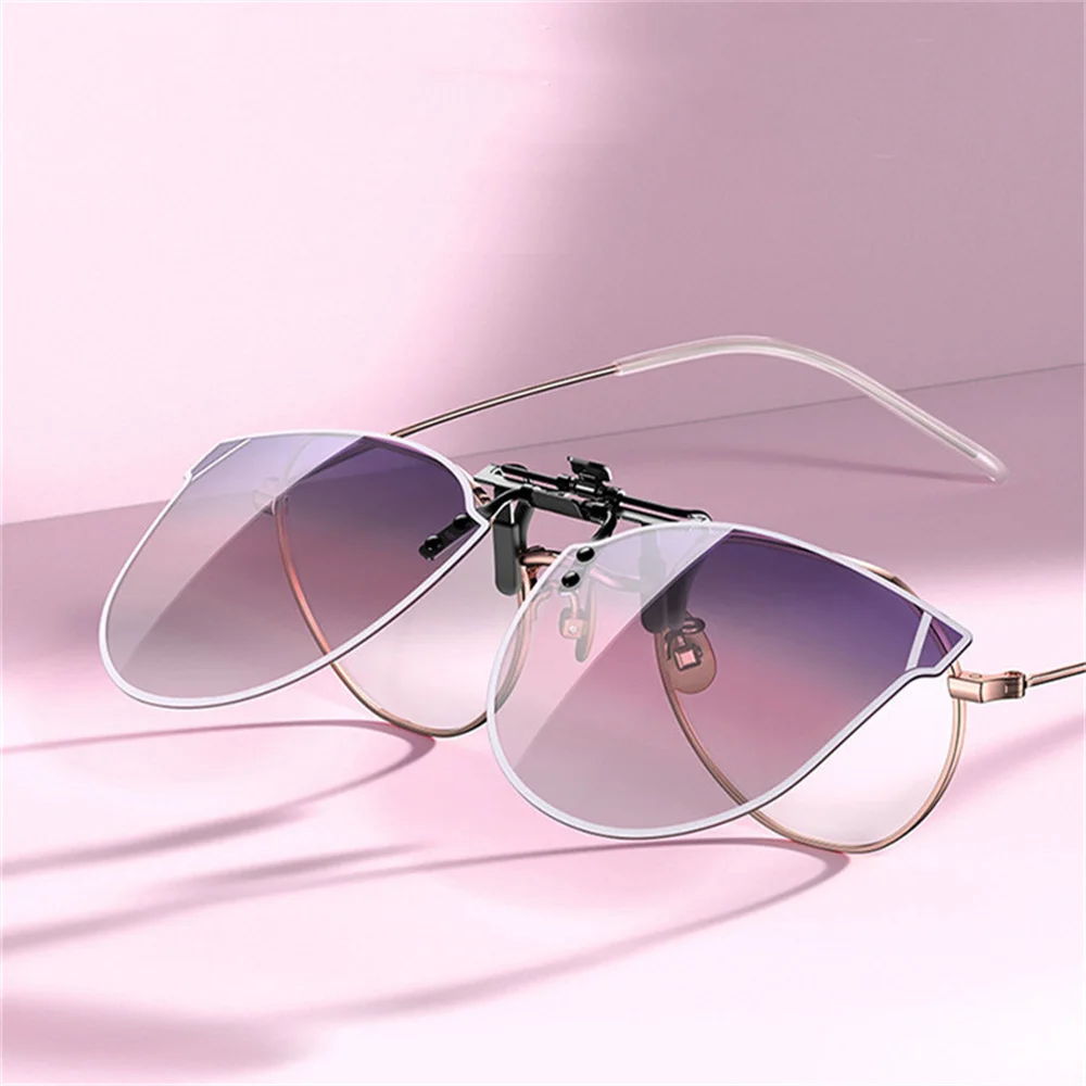 UV Protection Clip on Glasses Women Men Polarized Sunshade Sunglasses Flip Up Retro Gradient Lense Driving Eyewear Goggles