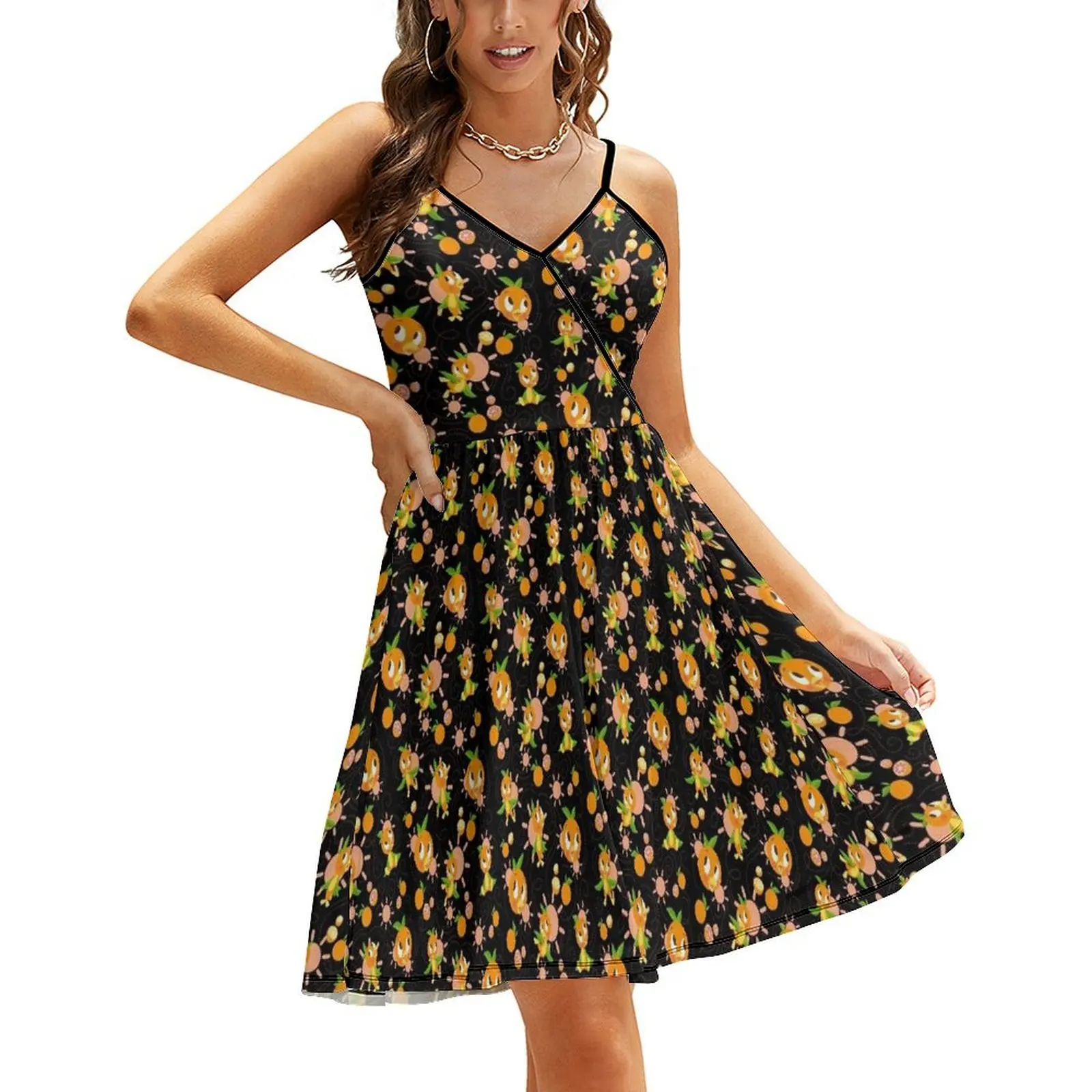 

Hello Sunshine! - Orange Bird (black background) Sling Dress women formal occasion dresses woman dress