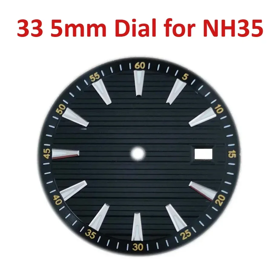 33.5mm Dial NH35 for NH36A/4R/7S Movement Green Luminous Replacement Watches Parts Nh35a Watch Dial 33.5mm