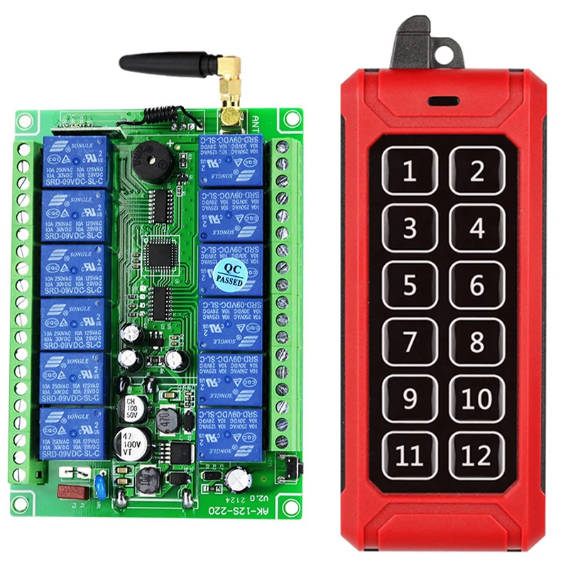 

DC12V 24V 36V 48V 12 CH Channels RF Wireless Remote Control Switch Remote Control System receiver transmitter 12CH Relay 433 MHz