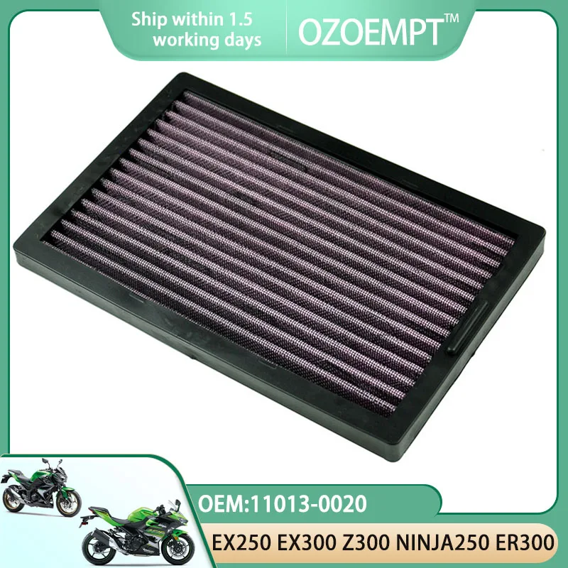 

OZOEMPT Motorcycle Air Filter Apply to EX250 NINJA 250R EX25R NINJA250 EX300 NINJA300 Z300 ER300 OEM: 11013-0020