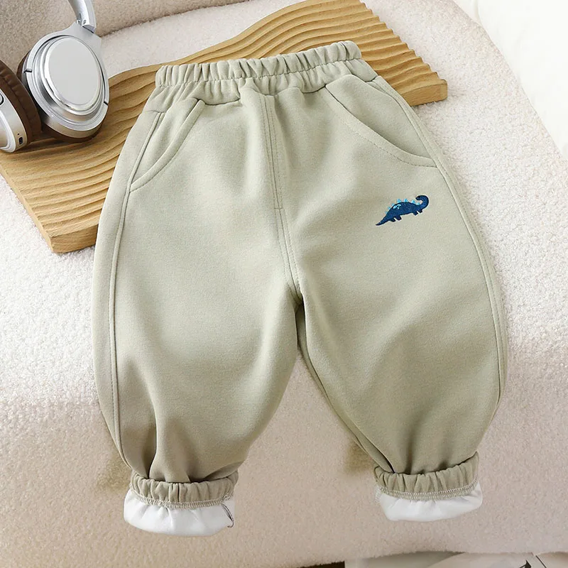 Autumn Kids Sweatpants Dinosaur Embroidery Casual Pants
