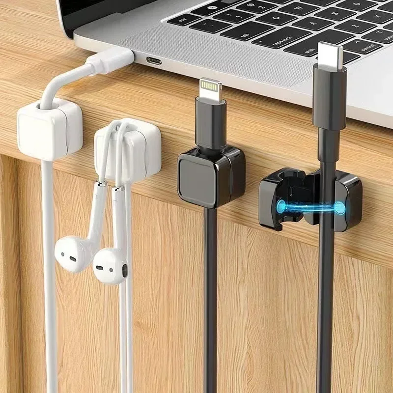 Magnetic Cable Clips Self-adhesive Adjustable Cord Holder Cable Wire Keeper Manager Home Office Desktop Cables Organizers