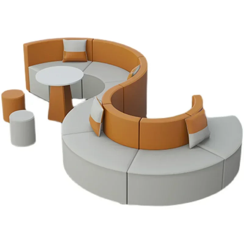 Creative rest area leisure sofa coffee table combination simple S arc leather