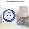 EU 24 Hours Timer Switch Timer Plug in Mechanical Grounded Programmable Smart Countdown loop Switch Socket Indoor Auto Power off 6