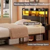 Queen Bed Frame with Wood Headboard and Storage Shelf, Metal Platform Bed Frame Queen Size with Storage Drawers86.4Lx61Wx 44.9H 4