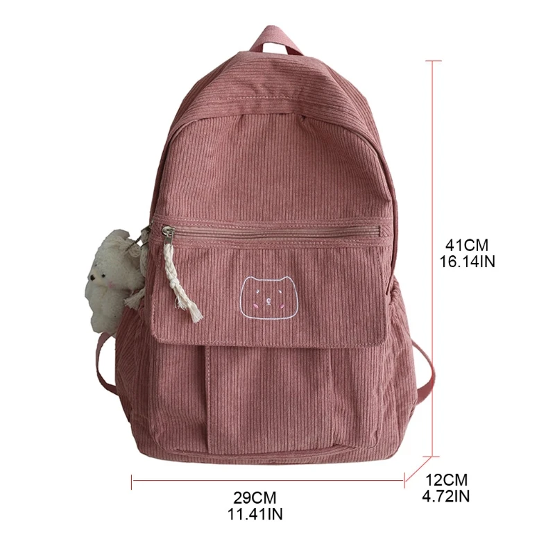 Corduroy Women Backpack Solid Color Female Student Schoolbag for Teenage Girl Travel Shoulder Bags School Bagpack