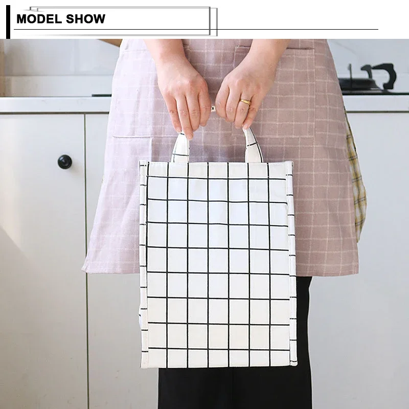 Food Cooler Bag Waterproof Portable Thermal Oxford Lunch Bag for Women Men Kids Large Striped Insulated Lunch Box Tote