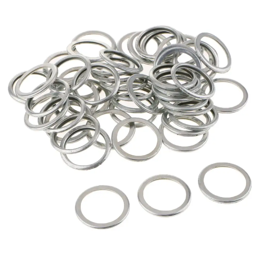 50pcs Engine Oil Drain Plug Washers Gaskets Rings Ring Size: 25mm Open Size: 20mm