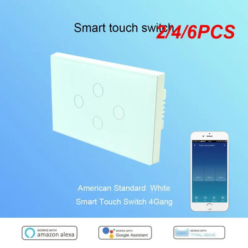 

2/4/6PCS Single Fire Smart Switch Wifi 10 A 120 Type 4 Gang App Remote Control Neutral Line Required Tuya Touch Wall Switch