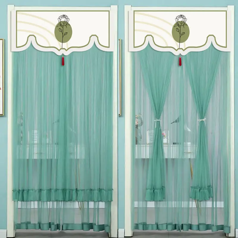 Summer Anti-Mosquito and Insect-proof Lace Partition Curtain Anti-fly Curtain Kitchen and Bedroom Decorative Door Curtain, 1Pc