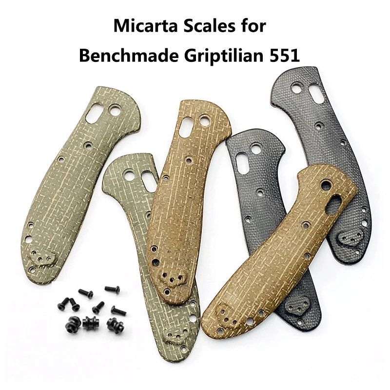 1 Pair Micarta Material Folding Knife Grip Patches Scales for Benchmade Griptilian 551 Handles