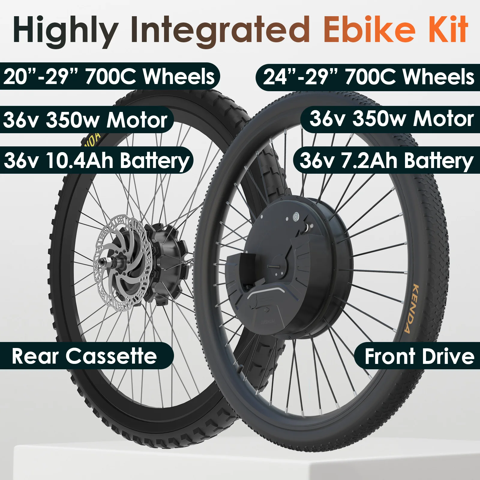 Highly Integrated Ebike Conversion Kit with Battery 350W Front