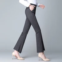 2025 Black Slim Stretch Flared Pants for Women in Spring and Autumn High Waist and Slim Flared Pants Thin Split Flared Pants in - Image 4