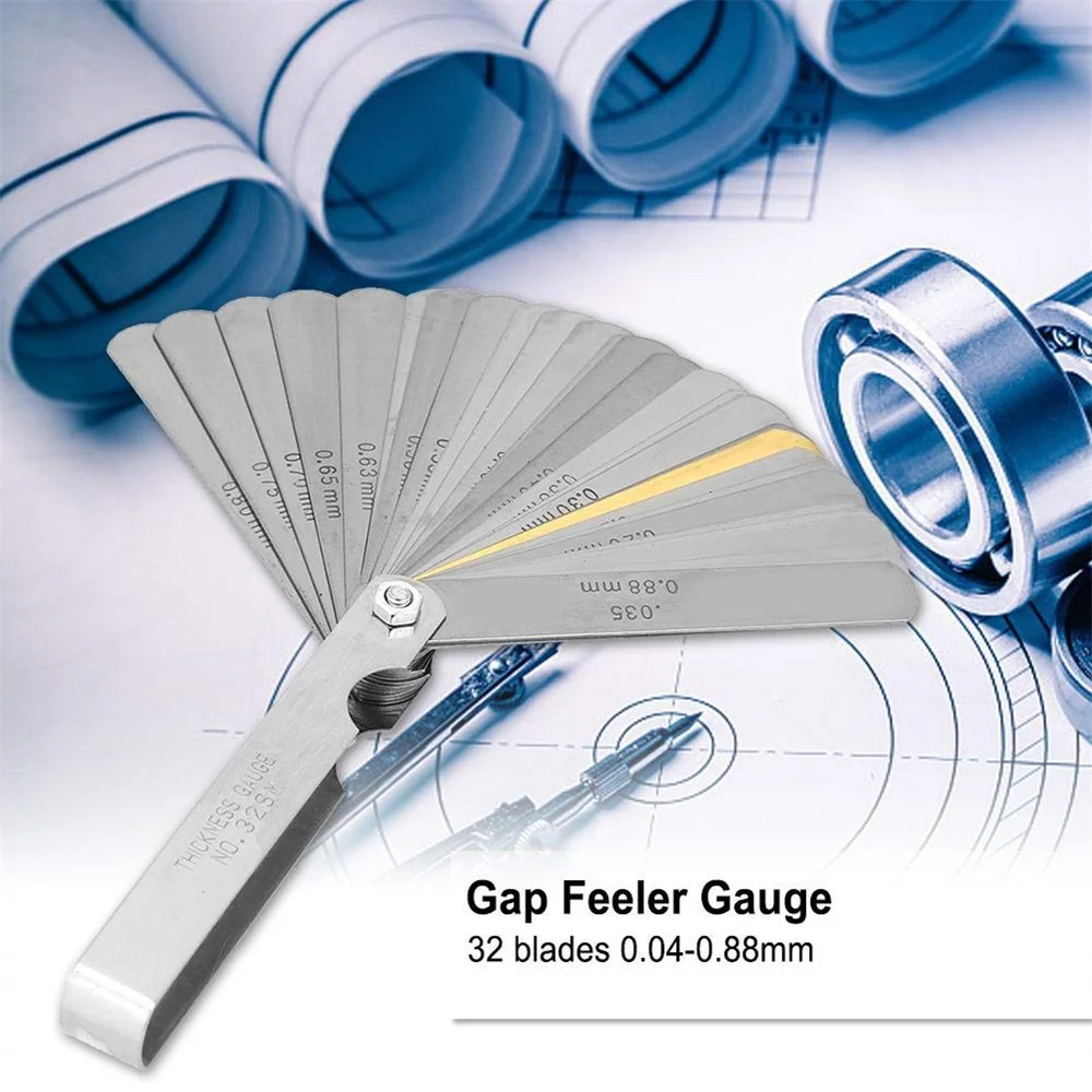 Feeler Gauge 1PC 32 Blades Stainless Steel For Measurement