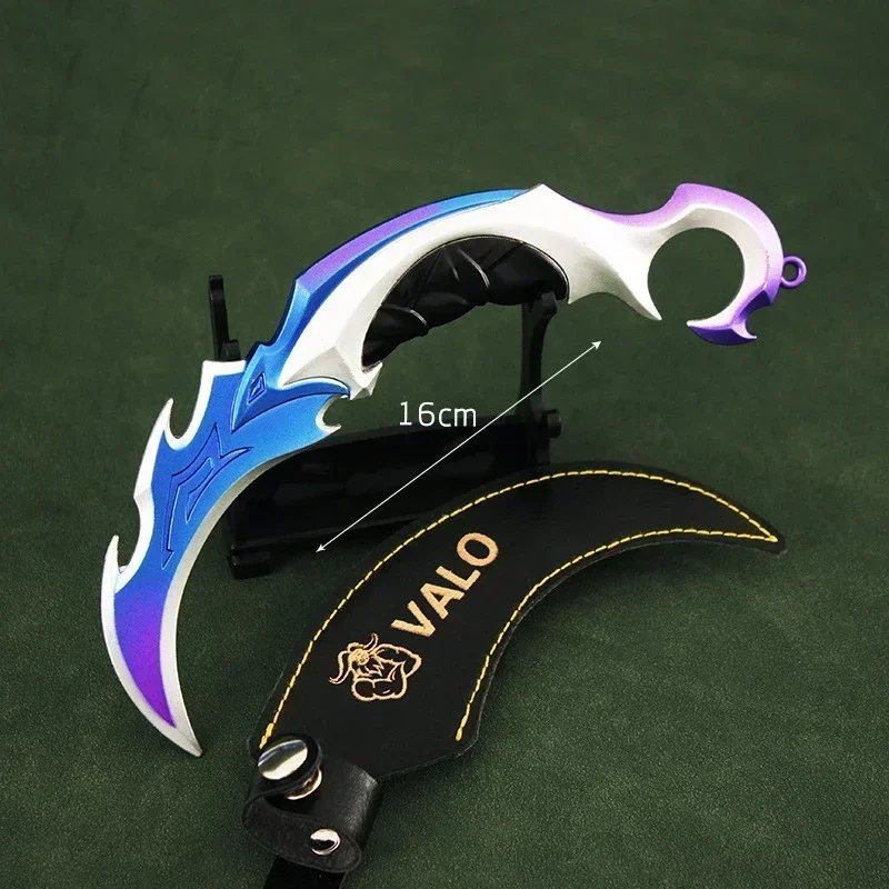 Valorant Karambit Prime Metal Weapon, Uncut Game, Periféricos Balisong, Militar Tática, Brinquedos Samurai, Faca para Crianças, 16cm