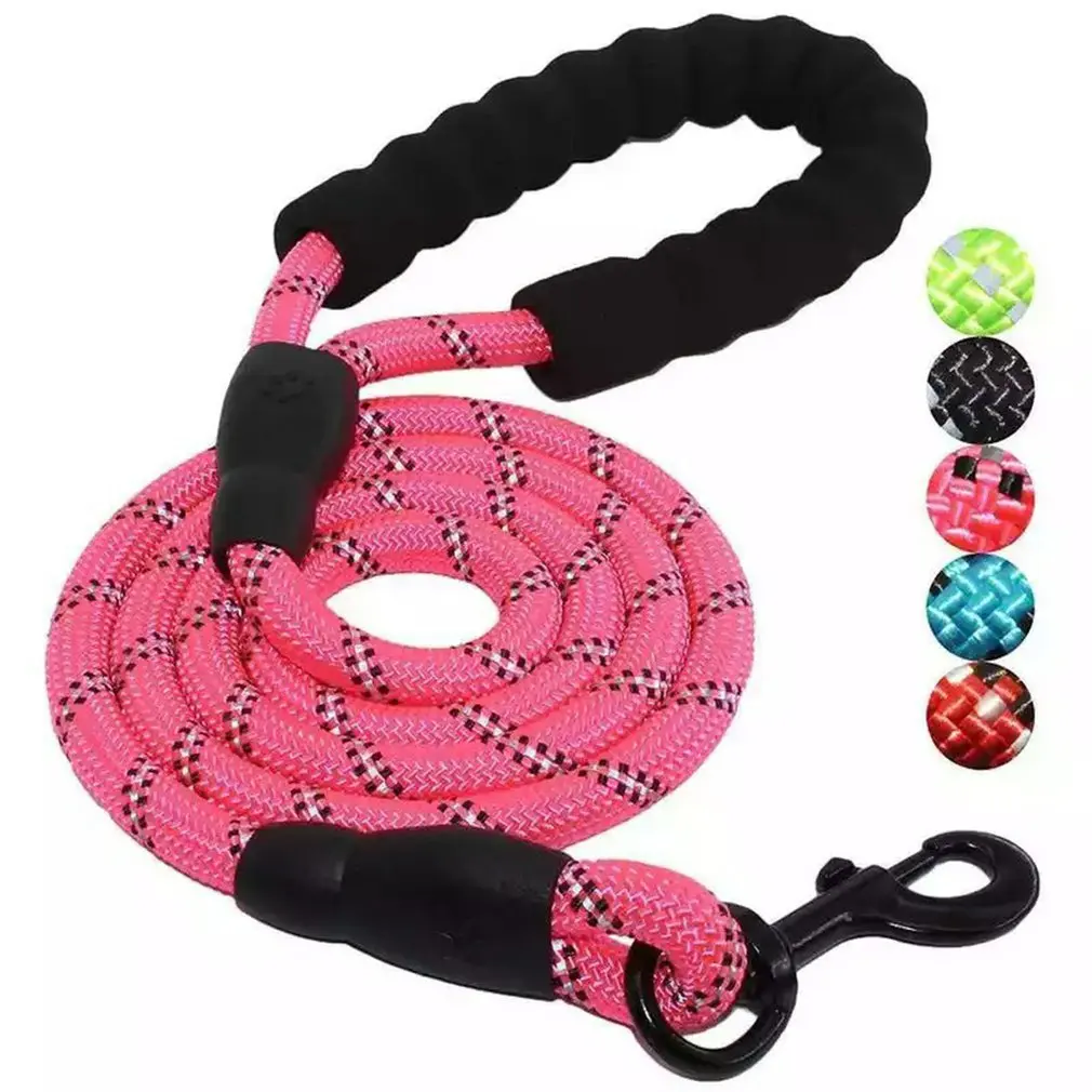 1.5M Long Pet Leash Reflective Strong Dog Leash With Comfortable Padded Handle Heavy Duty Training Durable Nylon Rope Leashes