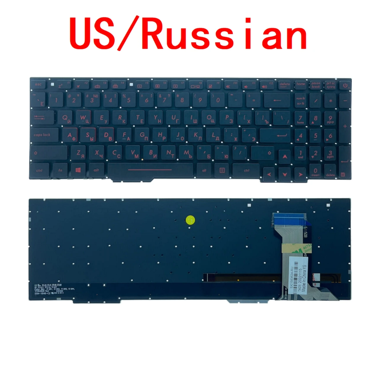Teclado Retroiluminado para Laptop Russo Eua Asus Rog Strix Gl553 Gl553vd Gl553ve Gl553vw Gl753 Gl753vd Gl753ve Gl753ve Série Gl753vw Novo