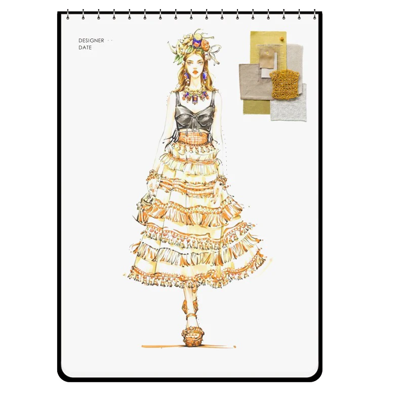 Fashion sketch book A4 fashion women sketch book marker clothing design drawing sketchbooks skateboard dotted human body inspiration sketching paper