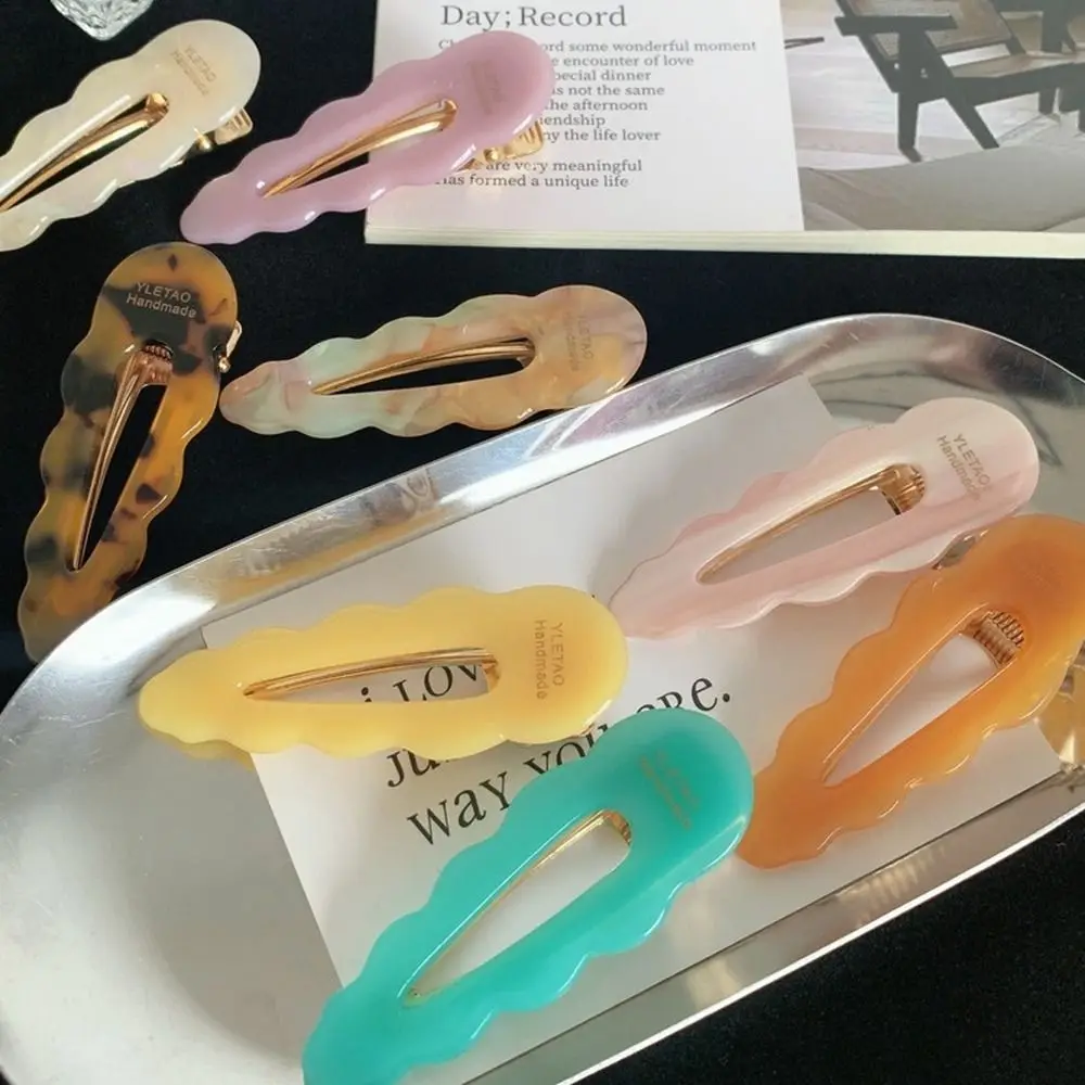 

Korean Wave Hollow Acetic Acid Hair Clips Fashion Sweet Cute Girl Hairpin Duckbill Clip Hair Accessories