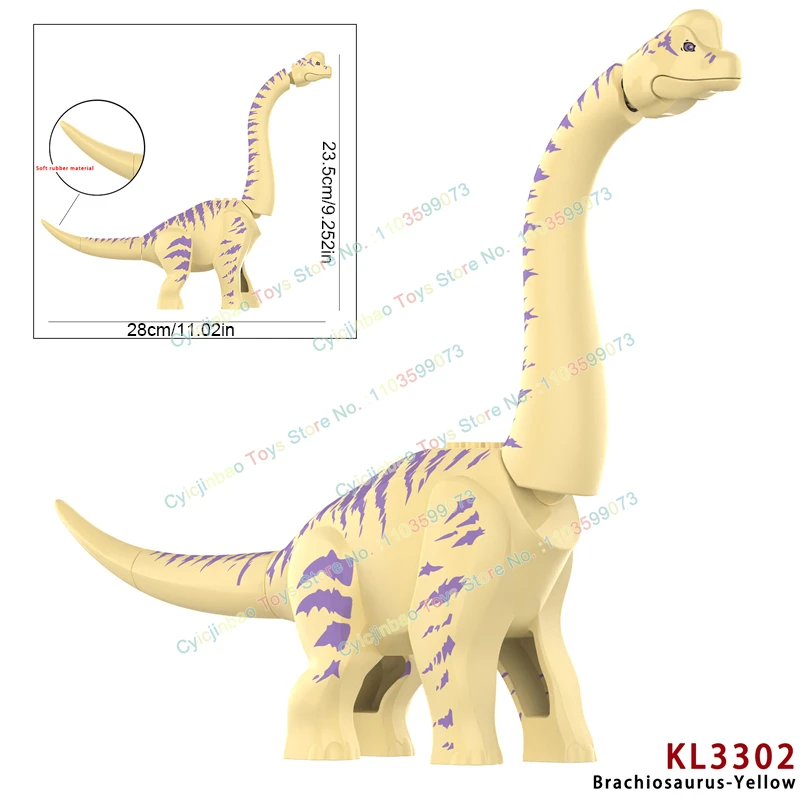 MOC Jurassic Dino World Grey Yellow Brown Pink Green brachiosaurus
